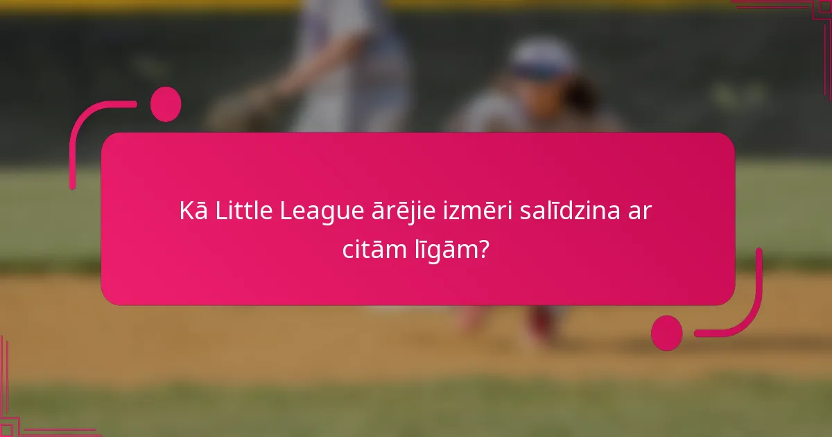 Kā Little League ārējie izmēri salīdzina ar citām līgām?