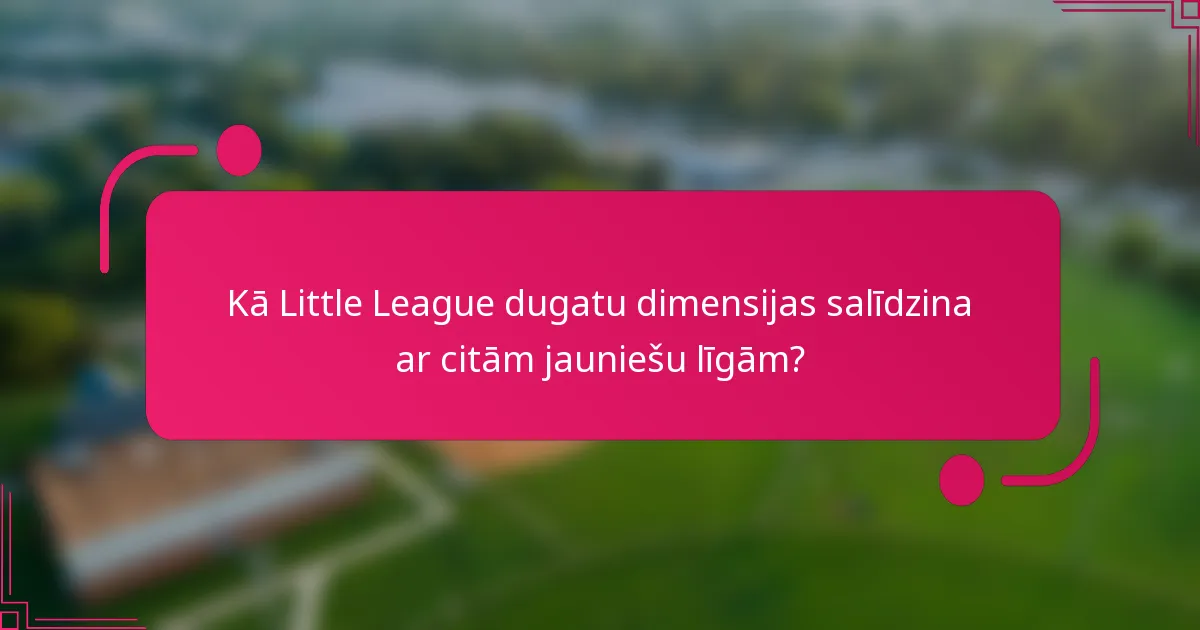 Kā Little League dugatu dimensijas salīdzina ar citām jauniešu līgām?