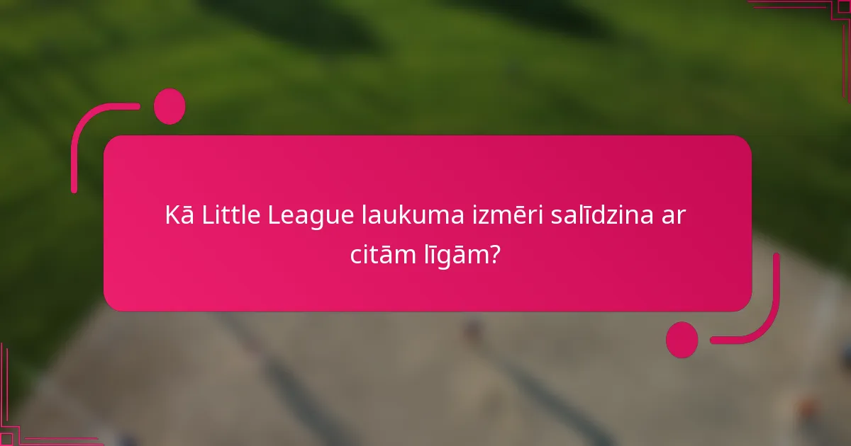 Kā Little League laukuma izmēri salīdzina ar citām līgām?