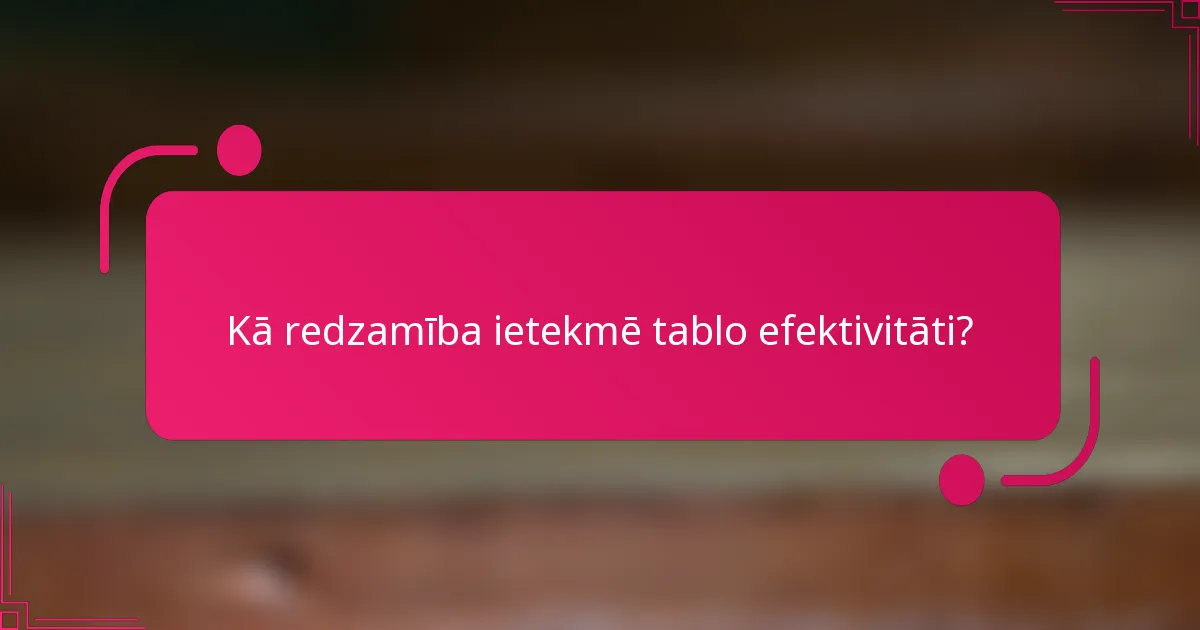 Kā redzamība ietekmē tablo efektivitāti?